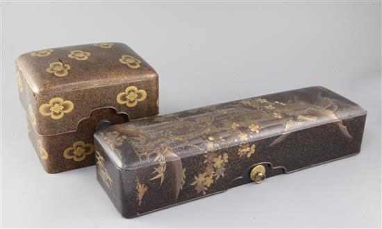 Two Japanese gilt-decorated lacquer boxes, 19th / early 20th century, 18.5cm